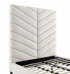 Javan Cream Velvet King Bed -WALKER EDISON Shop TOV B6324 3