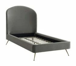 Vivi Gray Velvet Twin Bed -WALKER EDISON Shop TOV B6344 2