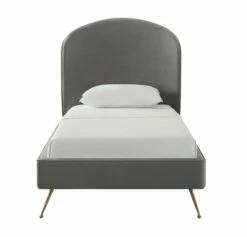 Vivi Gray Velvet Twin Bed