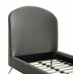 Vivi Gray Velvet Twin Bed -WALKER EDISON Shop TOV B6344 3