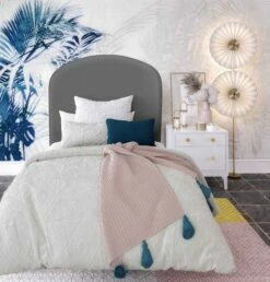 Vivi Gray Velvet Twin Bed -WALKER EDISON Shop TOV B6344 5