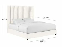 Arabelle White Velvet Queen Bed -WALKER EDISON Shop TOV B68251 4