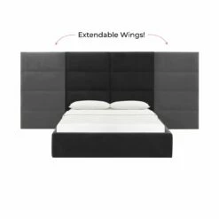 Eliana Black Velvet King Bed With Wings -WALKER EDISON Shop TOV B68728 WINGS 3