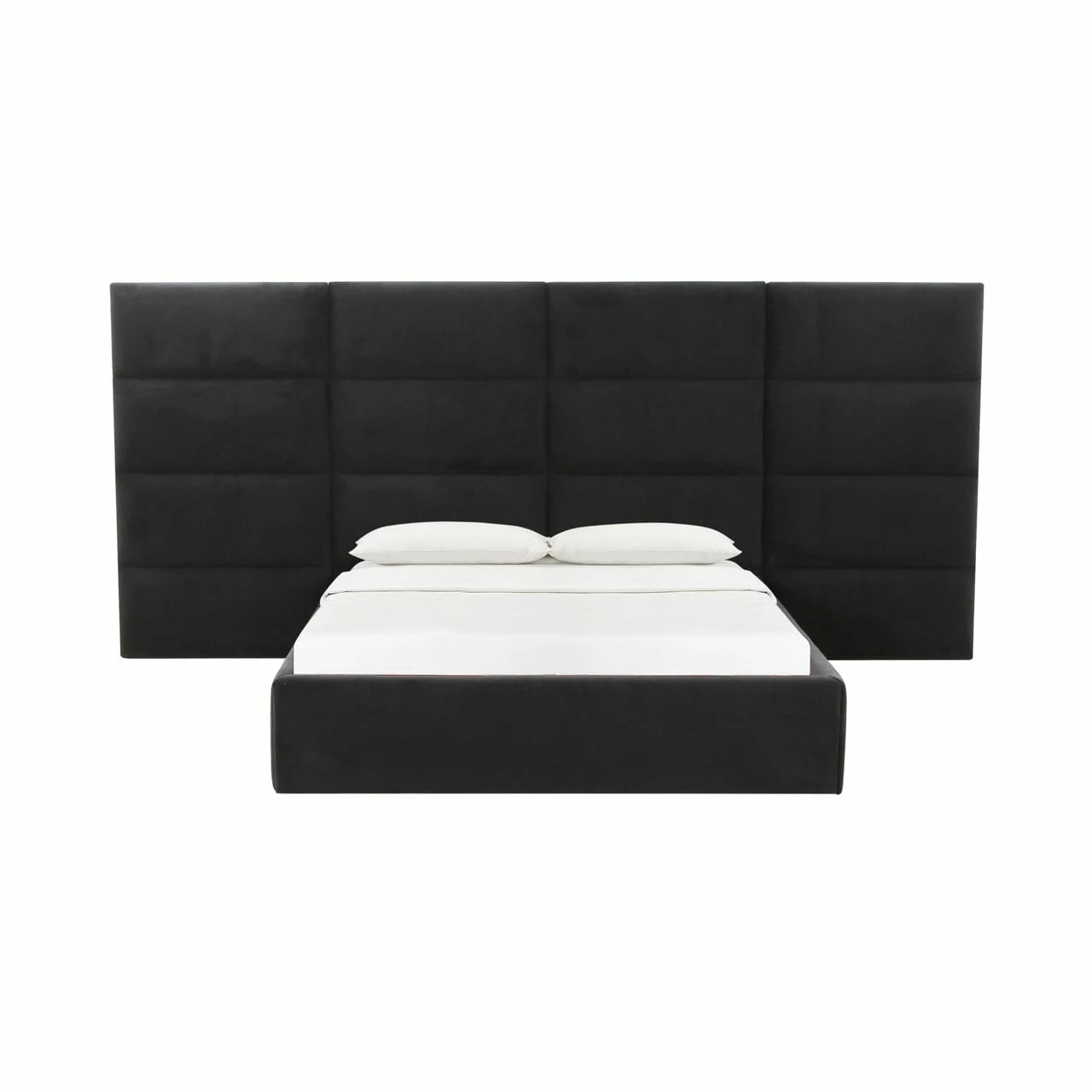 Eliana Black Velvet Queen Bed With Wings 4 Eliana Black Velvet Queen Bed With Wings - Image 2