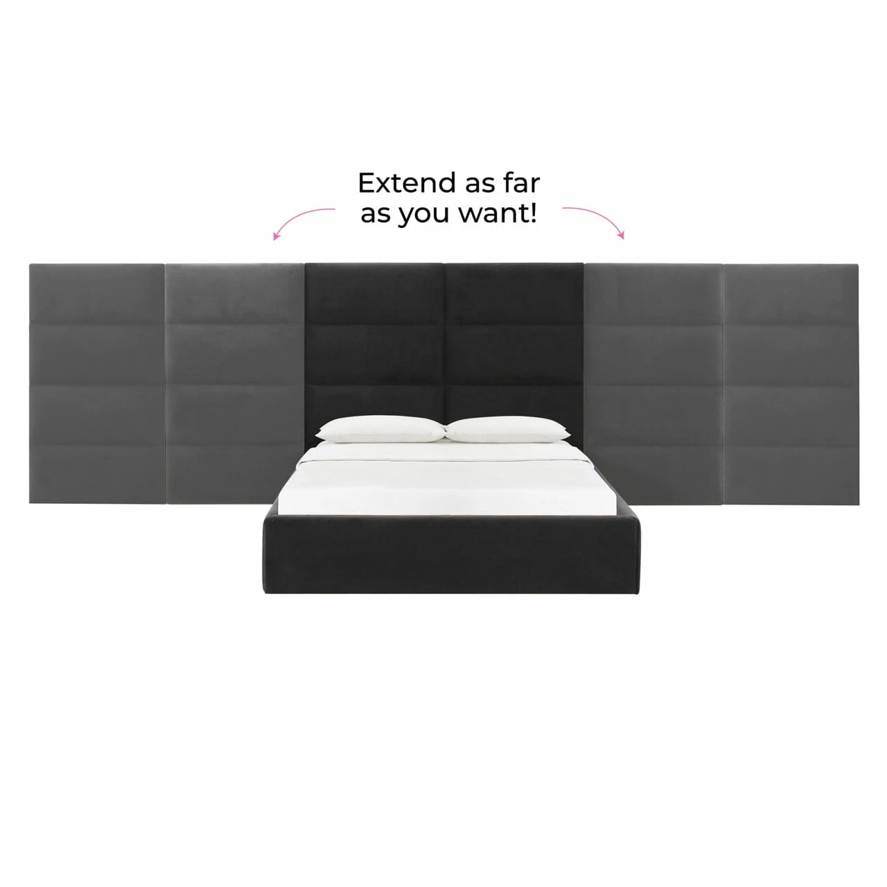 Eliana Black Velvet Queen Bed With Wings 6 Eliana Black Velvet Queen Bed With Wings - Image 4