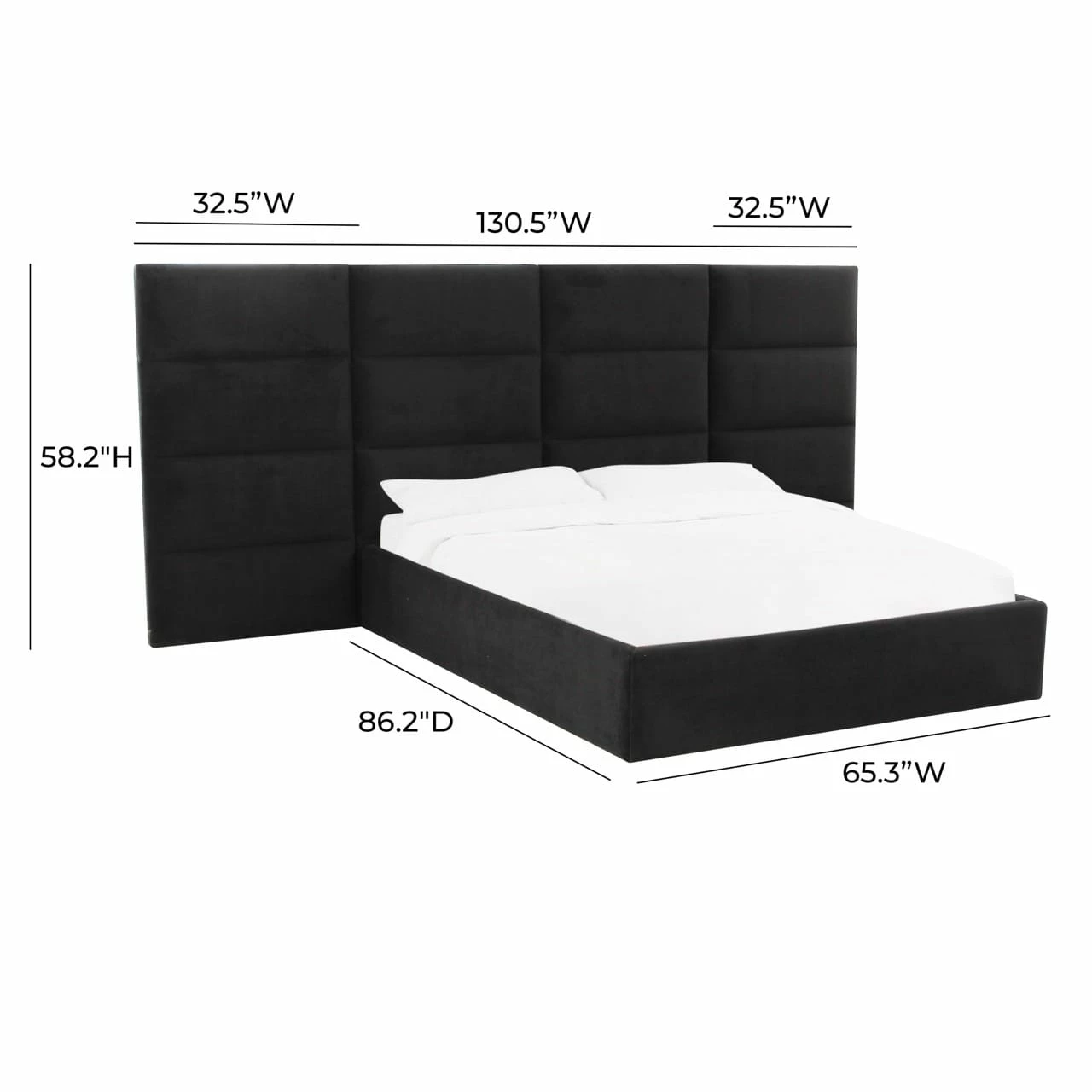 Eliana Black Velvet Queen Bed With Wings 7 Eliana Black Velvet Queen Bed With Wings - Image 5