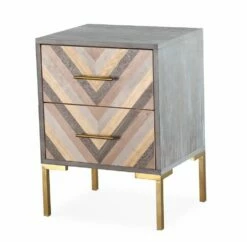 Quinn Gray & Gold Nightstand 9 Quinn Gray & Gold Nightstand -WALKER EDISON Shop TOV G5499 NS 1