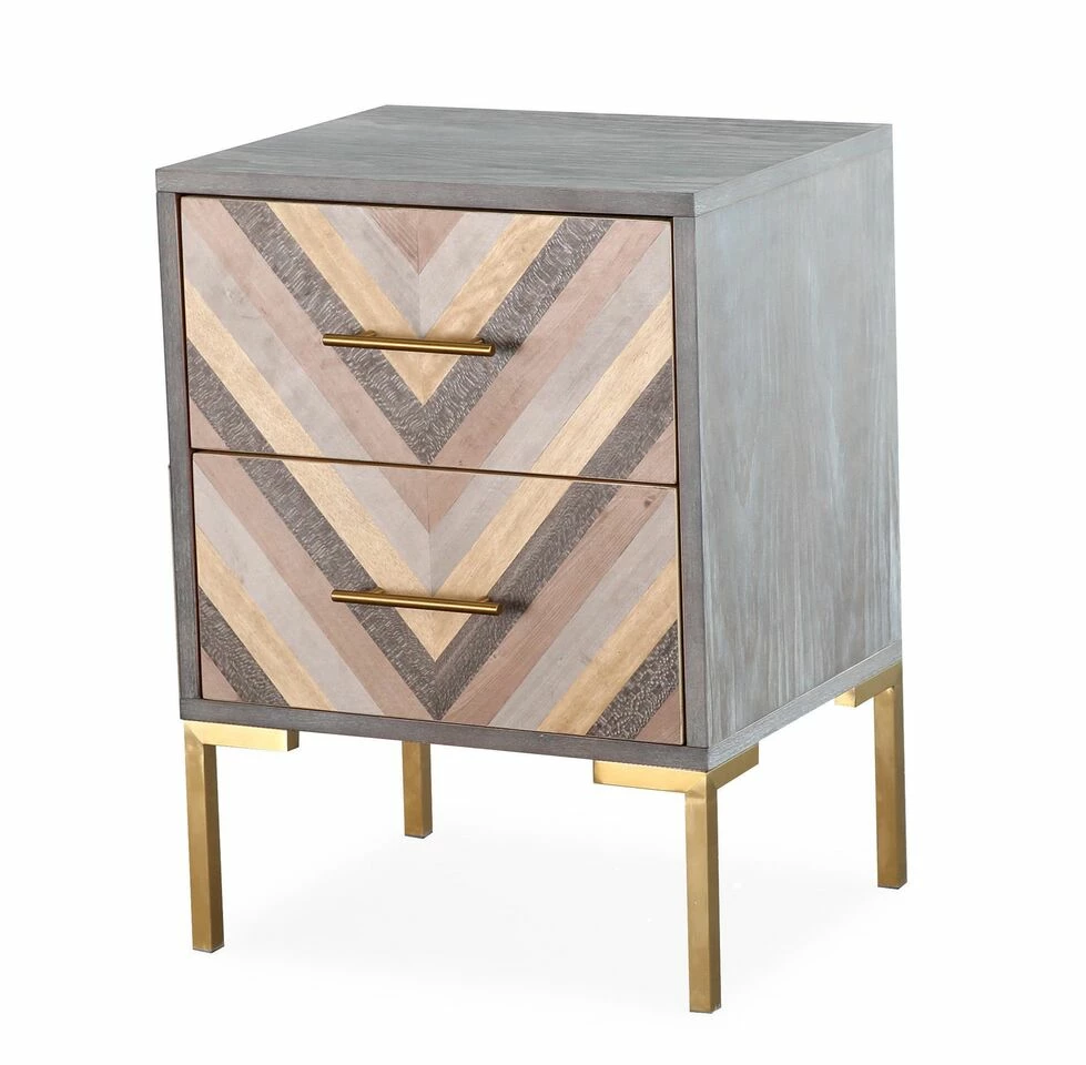 Quinn Gray & Gold Nightstand 4 Quinn Gray & Gold Nightstand - Image 2