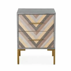 Quinn Gray & Gold Nightstand