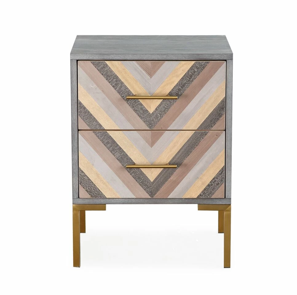 Quinn Gray & Gold Nightstand 3 Quinn Gray & Gold Nightstand