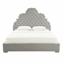 Carolina Gray Velvet Queen Bed
