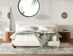 Modrest Fleury - Contemporary Cream Fabric And Walnut Bed-queen -WALKER EDISON Shop VIG VGCS 21073 BED queen 2