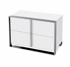 Nova Domus Francois - Modern White & Stainless Steel Nightstand