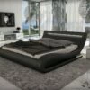 Queen Modrest Corsica - Contemporary Black Leatherette Bed With Headboard Lights -WALKER EDISON Shop VIG VGINCORSICA BLK Q 1