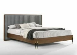 Nova Domus Metcalf - Eastern King Mid-Century Walnut & Grey Bed