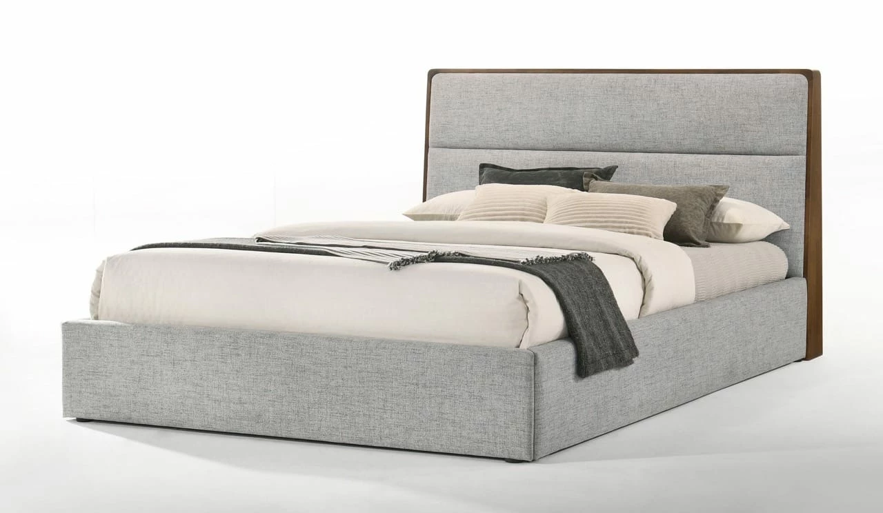 Modrest Dustin - Modern Grey Fabric & Walnut Trimmed Bedroom Set 3 Modrest Dustin - Modern Grey Fabric & Walnut Trimmed Bedroom Set