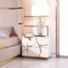 Modrest Aspen Modern White & Gold 2 - Drawer Nightstand -WALKER EDISON Shop VIG VGVC N1801 WHT
