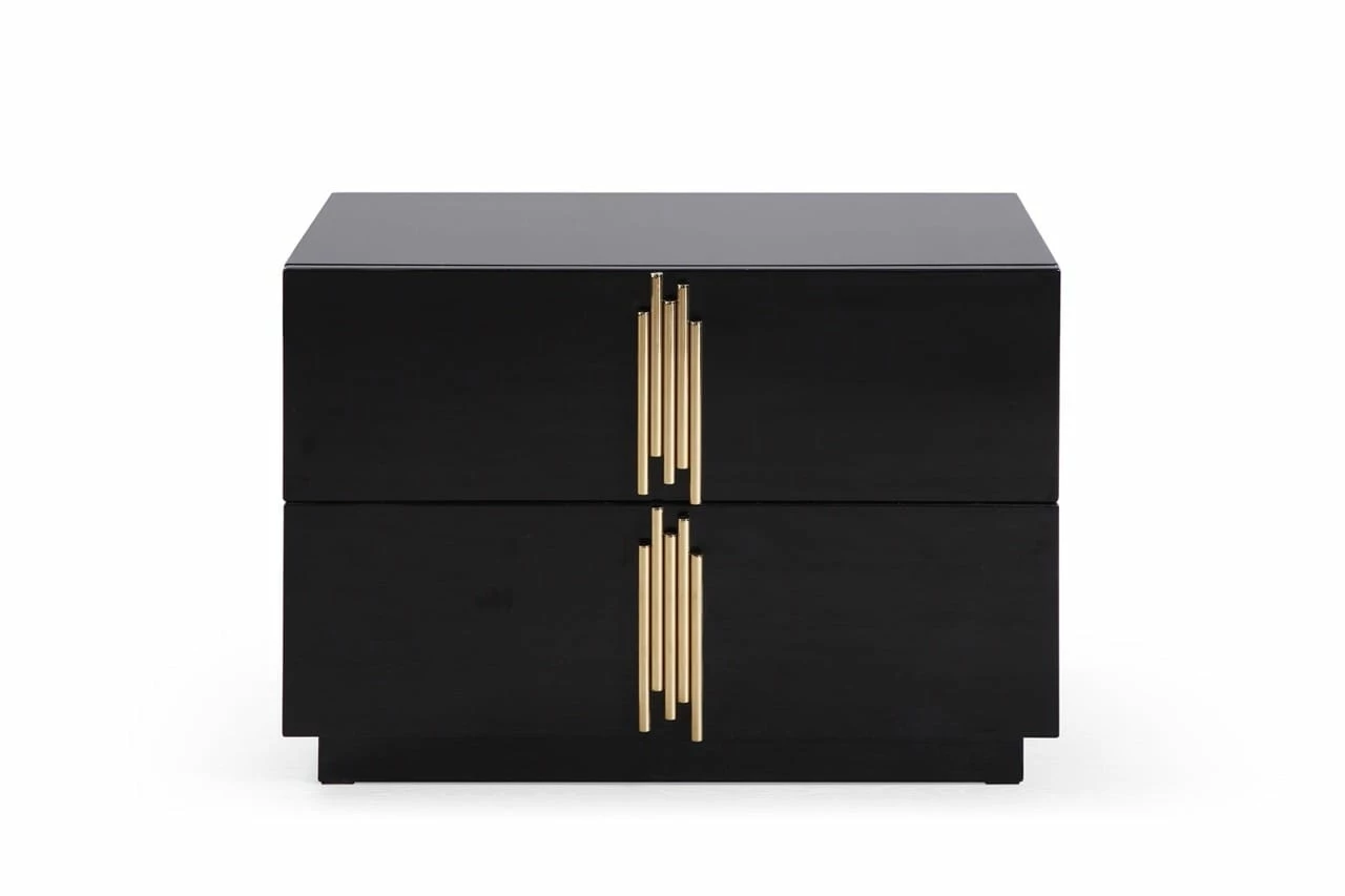 Modrest Token - Modern Black + Gold Wide Nightstand 3 Modrest Token - Modern Black + Gold Wide Nightstand