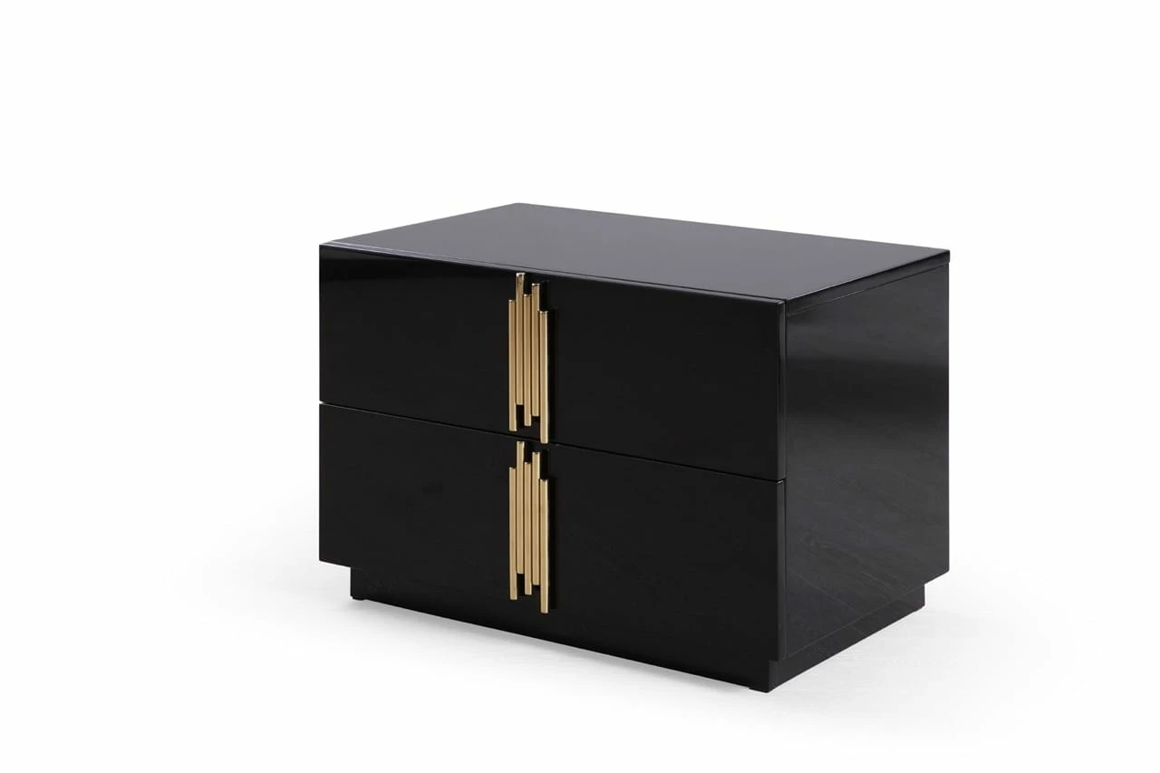 Modrest Token - Modern Black + Gold Wide Nightstand 4 Modrest Token - Modern Black + Gold Wide Nightstand - Image 2