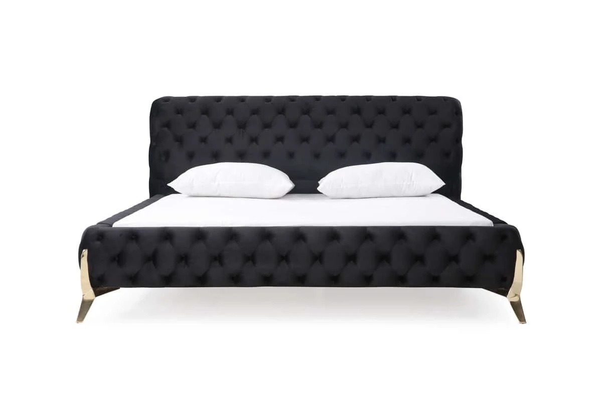 Modrest Legend Modern Black Velvet & Gold Bed 3 Modrest Legend Modern Black Velvet & Gold Bed