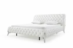 Queen Modrest Legend Modern White Bonded Leather Bed