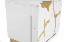 Modrest Aspen Modern Wide White And Gold Nightstand -WALKER EDISON Shop VIG VGVCN1801 WHT W 2