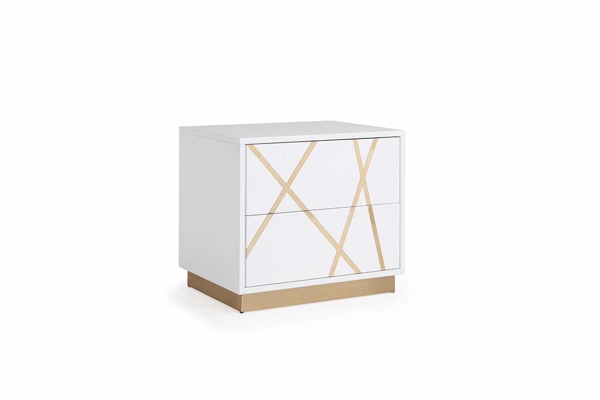 Modrest Nixa Modern Wide White And Gold Nightstand 5 Modrest Nixa Modern Wide White And Gold Nightstand - Image 3