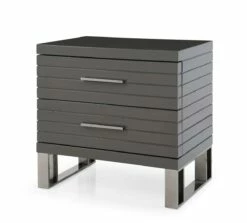 Modrest Splendor - Grey High Gloss Slatted Nightstand -WALKER EDISON Shop VIG VGVCN20256 GRY NS 1