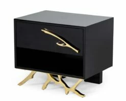 Modrest Legend Modern Black & Gold Nightstand -WALKER EDISON Shop VIG VGVCN8111 BLK 1