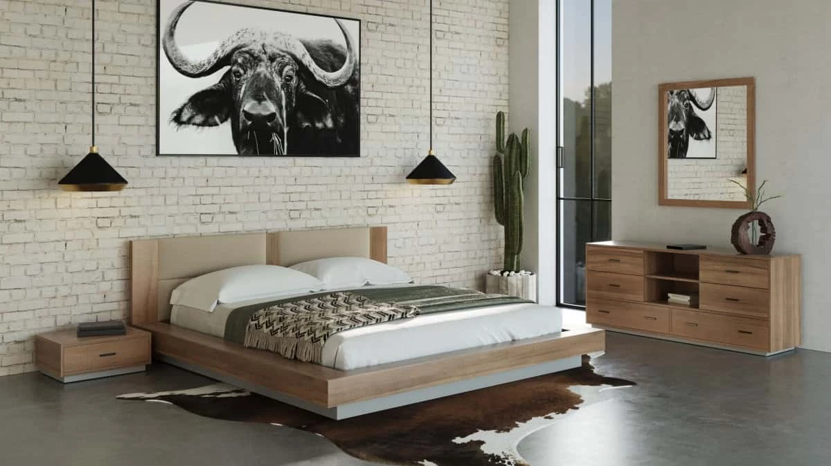Nova Domus Fantasia - Contemporary Walnut & Grey Bed W/Two Nightstands 4 Nova Domus Fantasia - Contemporary Walnut & Grey Bed W/Two Nightstands - Image 2