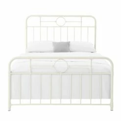 Walker Edison Metal Pipe Queen Bed - Antique White