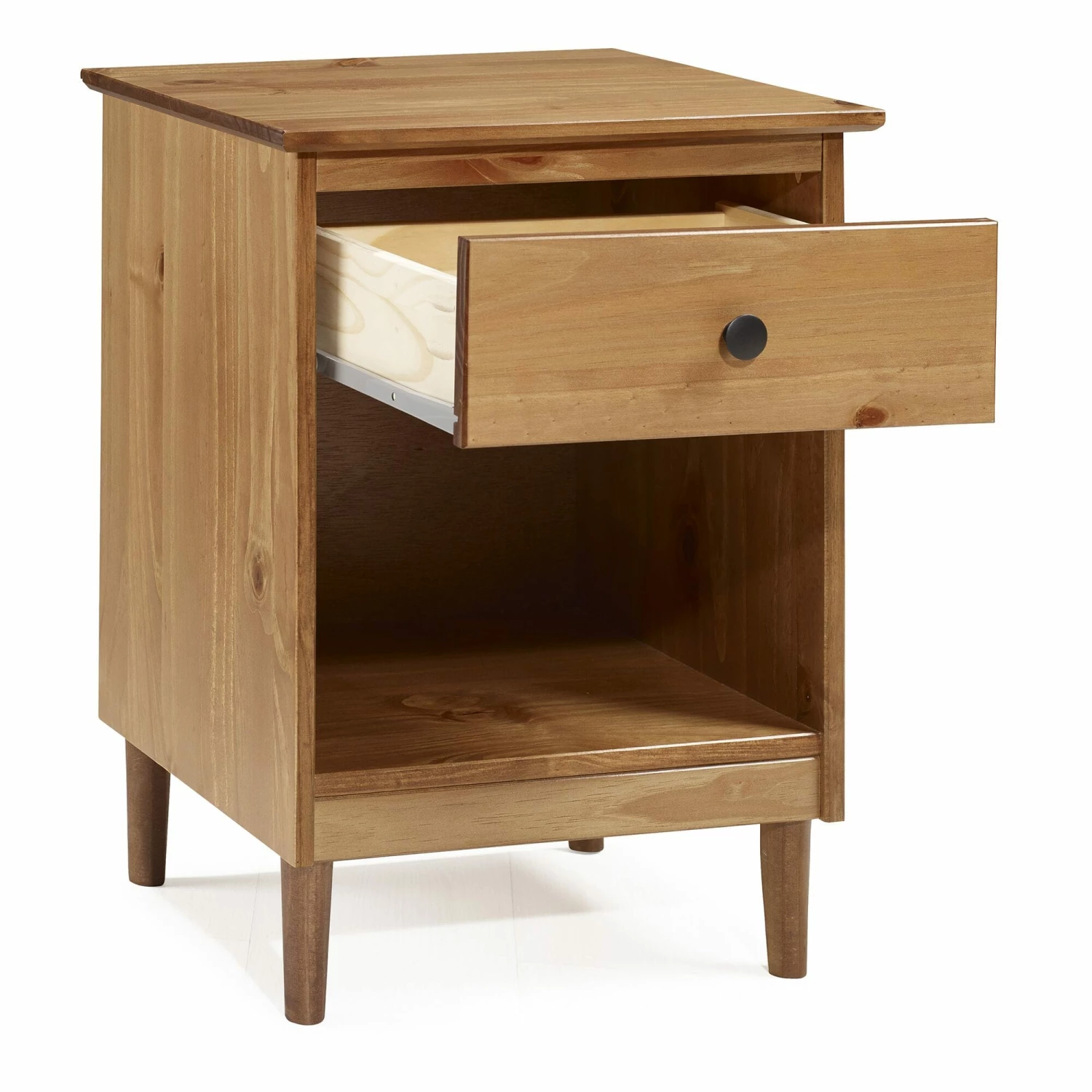 Walker Edison Modern 1 Drawer Nightstand - Caramel 4 Walker Edison Modern 1 Drawer Nightstand - Caramel - Image 2
