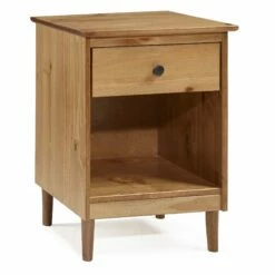 Walker Edison Modern 1 Drawer Nightstand - Caramel