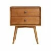 Walker Edison Mid-Century 2 Drawer Solid Wood Nightstand - Caramel -WALKER EDISON Shop WE BR25MC2DCA