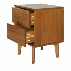 Walker Edison Mid Century Modern Wood Nightstand - Caramel -WALKER EDISON Shop WE BR2DSLNSCA 2