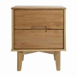 Walker Edison Mid Century Modern Wood Nightstand - Caramel