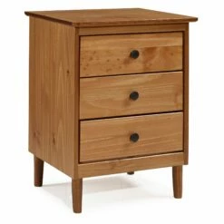 Walker Edison Modern 3 Drawer Nightstand - Caramel