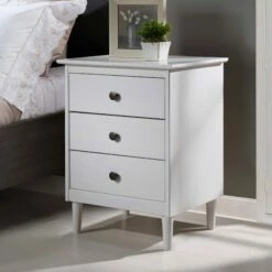 Walker Edison Modern 3 Drawer Nightstand - White -WALKER EDISON Shop WE BR3DNSWH 3