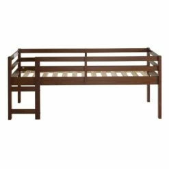 Walker Edison Solid Wood Low Loft Bed - Walnut