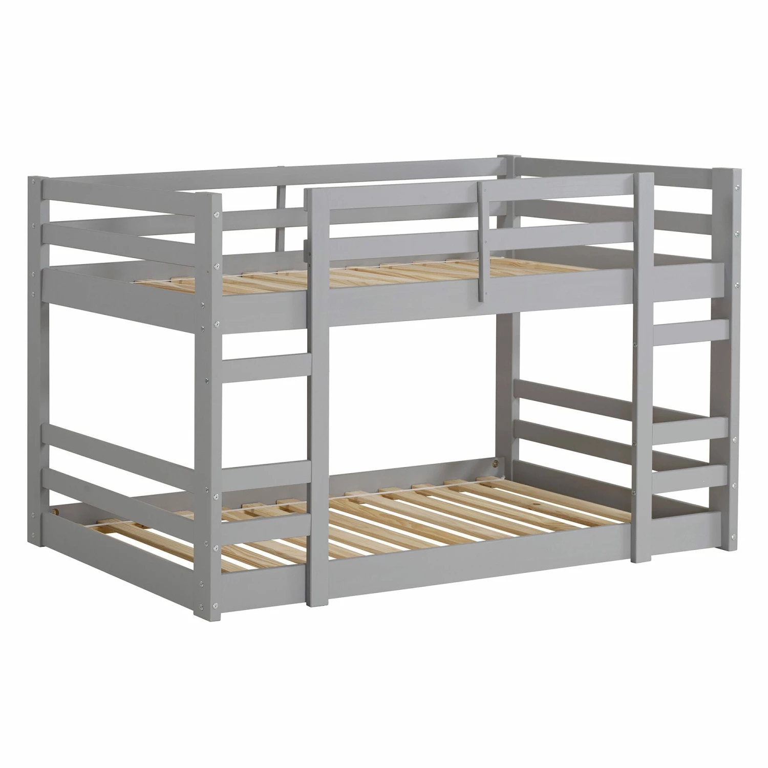 Walker Edison Low Wood Twin Bunk Bed - Gray 4 Walker Edison Low Wood Twin Bunk Bed - Gray - Image 2