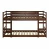 Walker Edison Low Wood Twin Bunk Bed - Walnut -WALKER EDISON Shop WE BWJRTOTWT