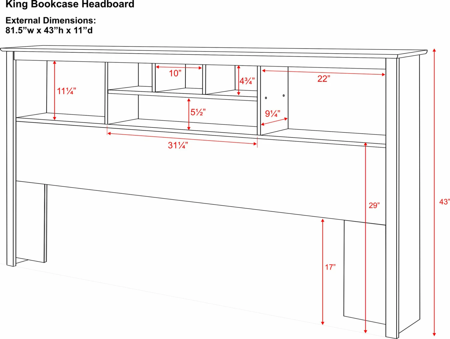 King Bookcase Headboard 18 King Bookcase Headboard - Image 16