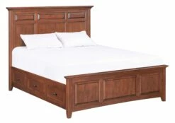 McKenzie Queen Mantel Storage Bed, Glazed Antique Cherry