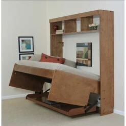 Avalon Hidden Bed With Desk And Built-in Hutch 11 Avalon Hidden Bed With Desk And Built-in Hutch -WALKER EDISON Shop Wallbeds Modern Birch Murphy Bed 4H 1